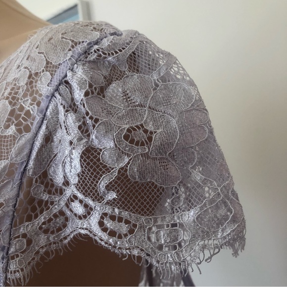 🌿 REVIEW 🌿 womans maxi dress purple capped sleeve lace elegant size 10 - Picture 7 of 11